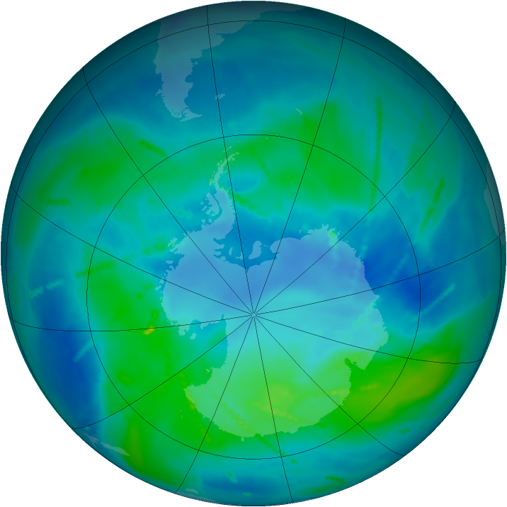 Antarctic ozone map for 05 March 2011